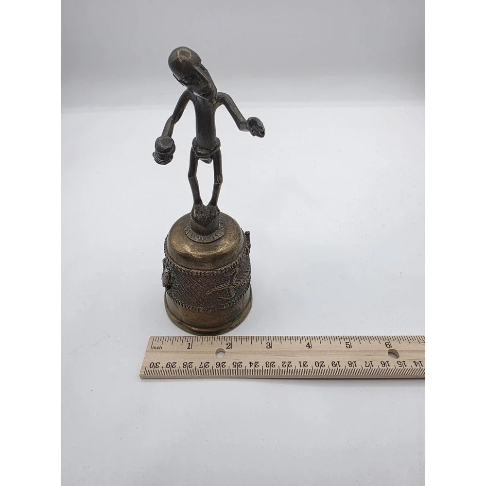Antique Ashanti West Africa Solid Brass Bell.  Working Condition, 362 Grams